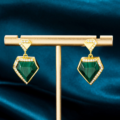 Triangular Geometric Natural Malachite Jewelry