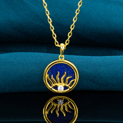 Natural Lapis Stone Sun Eye Necklace