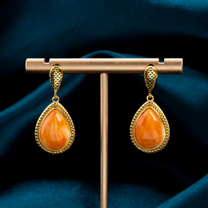 2025 New Arrival: Vintage-Inspired Teardrop Earrings in Natural Spiny Oyster Shell – Exquisite Stud & Drop Styles for Qipao, Hanfu & Cultural Ensembles