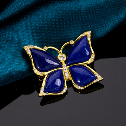 Natural Lapis Lazuli Butterfly Brooch