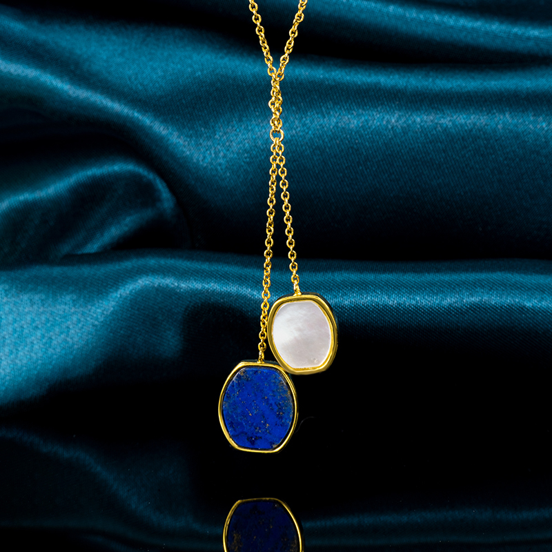Geometric Lapis Lazuli Necklace | Genuine & Elegant