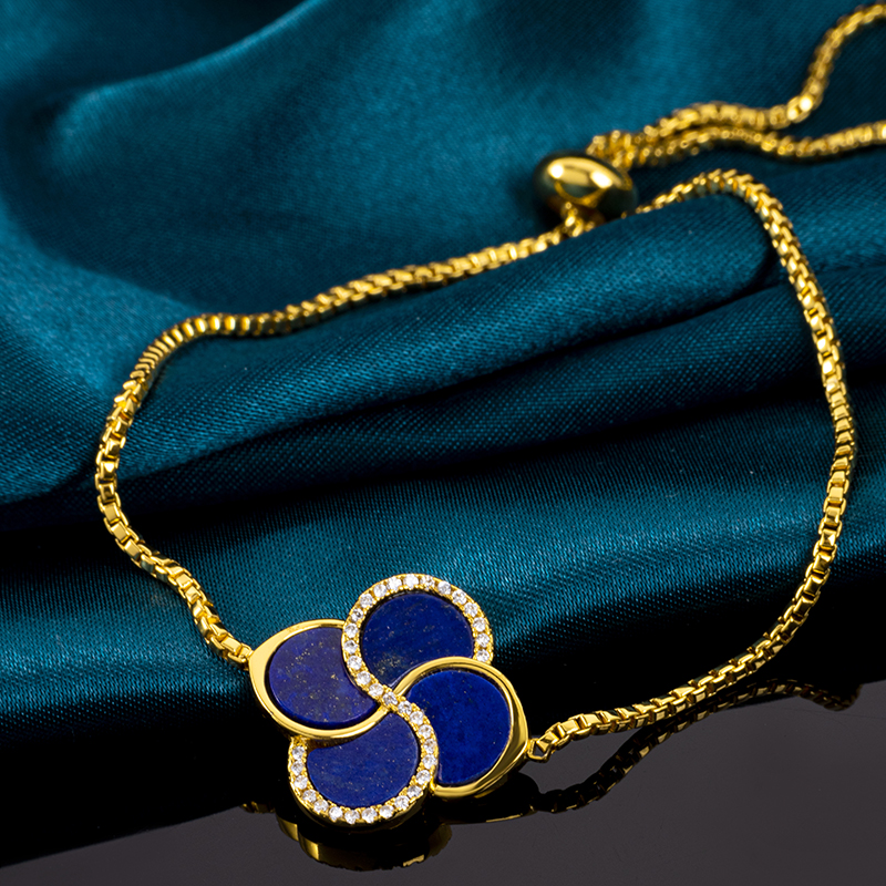 Natural Lapis Lazuli Clover Bracelet | Fashion Jewelry