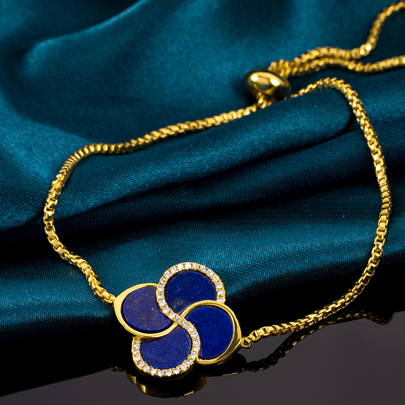 Natural Lapis Lazuli Clover Bracelet | Fashion Jewelry
