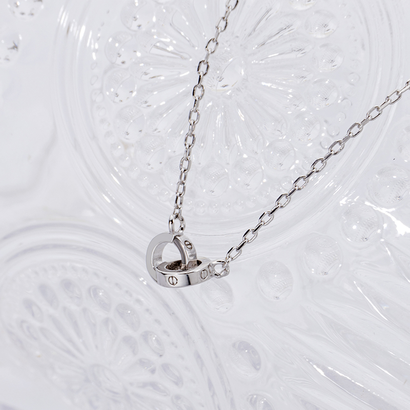 Sterling Silver Matching Double Ring Necklace