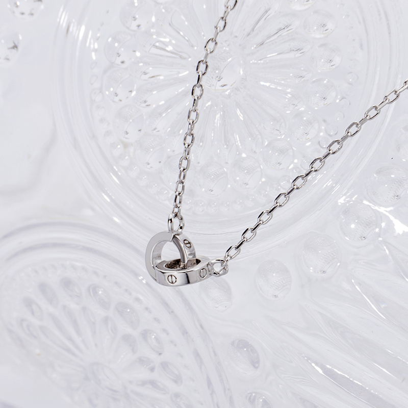 Sterling Silver Matching Double Ring Necklace