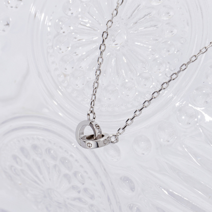 Sterling Silver Matching Double Ring Necklace