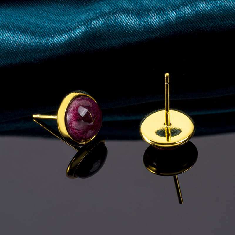 Minimalist Purple Spiny Oyster Stud Earrings