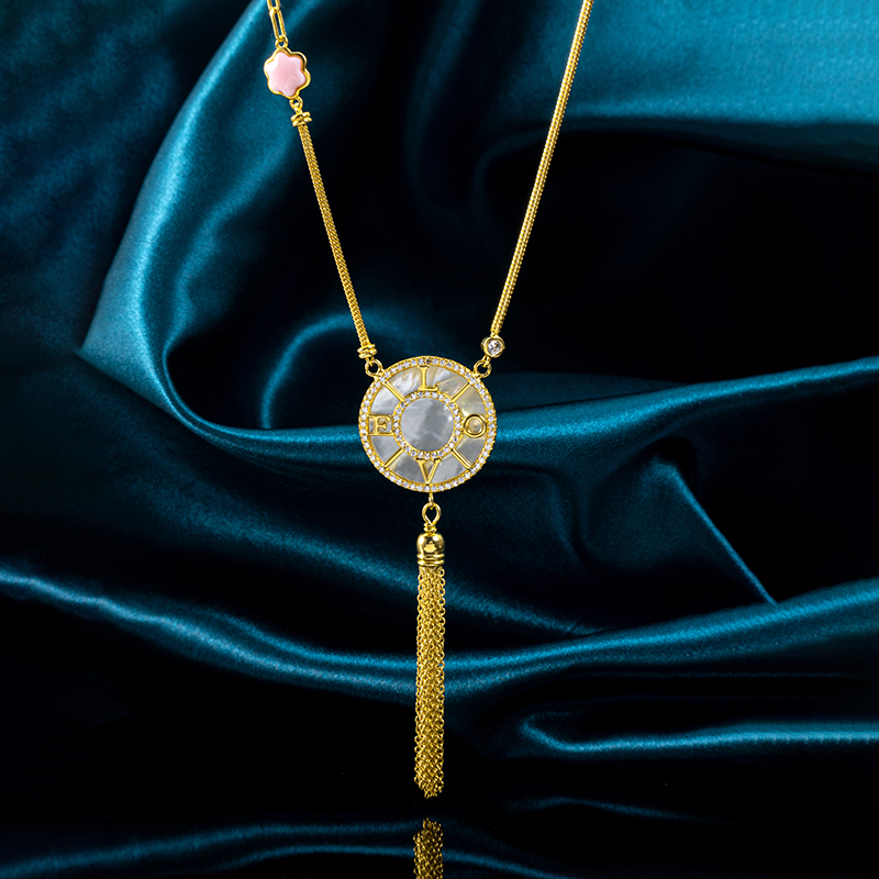 Modern LOVE Pendant White MOP Necklace