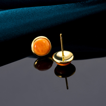 Elegant Natural Spiny Oyster Round Earrings - Versatile Everyday Shell Jewelry