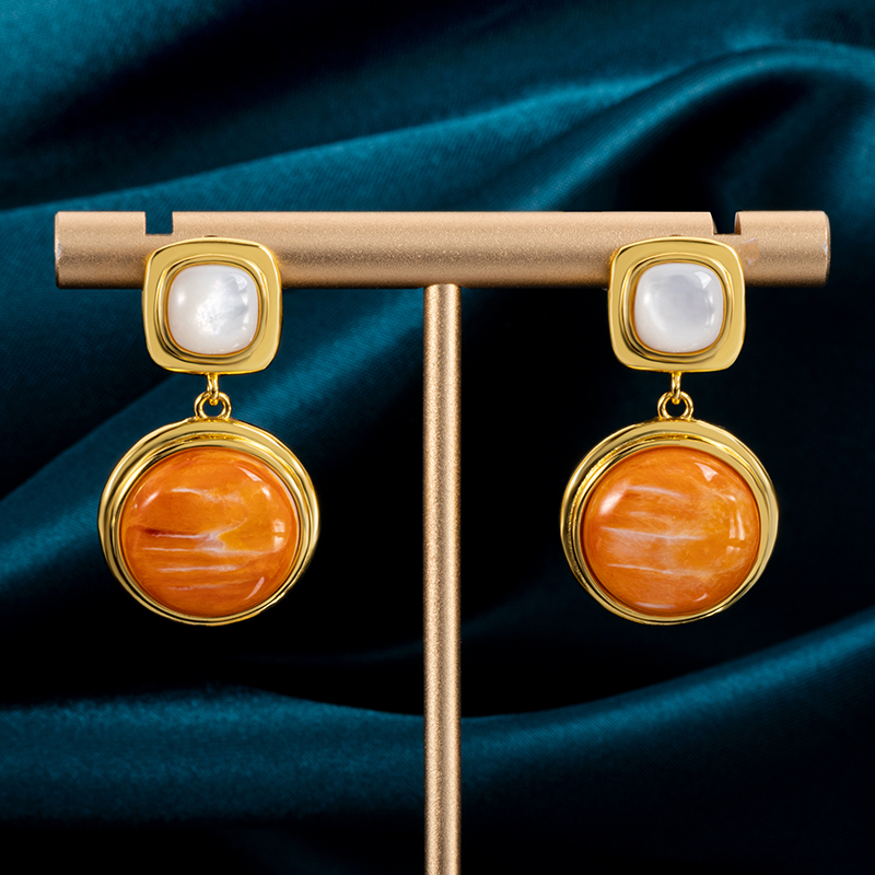 Baroque French Court Earrings | Natural Spiny Oyster Shell Jewelry | Hand-Forged Vintage Elegance