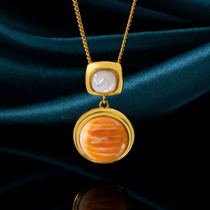 Baroque French Court Necklace | Natural Spiny Oyster Shell Pendant | Hand-Cast Vintage Jewelry