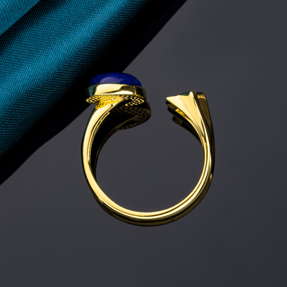 Bohemian Lapis Lazuli Moon & Stars Ring