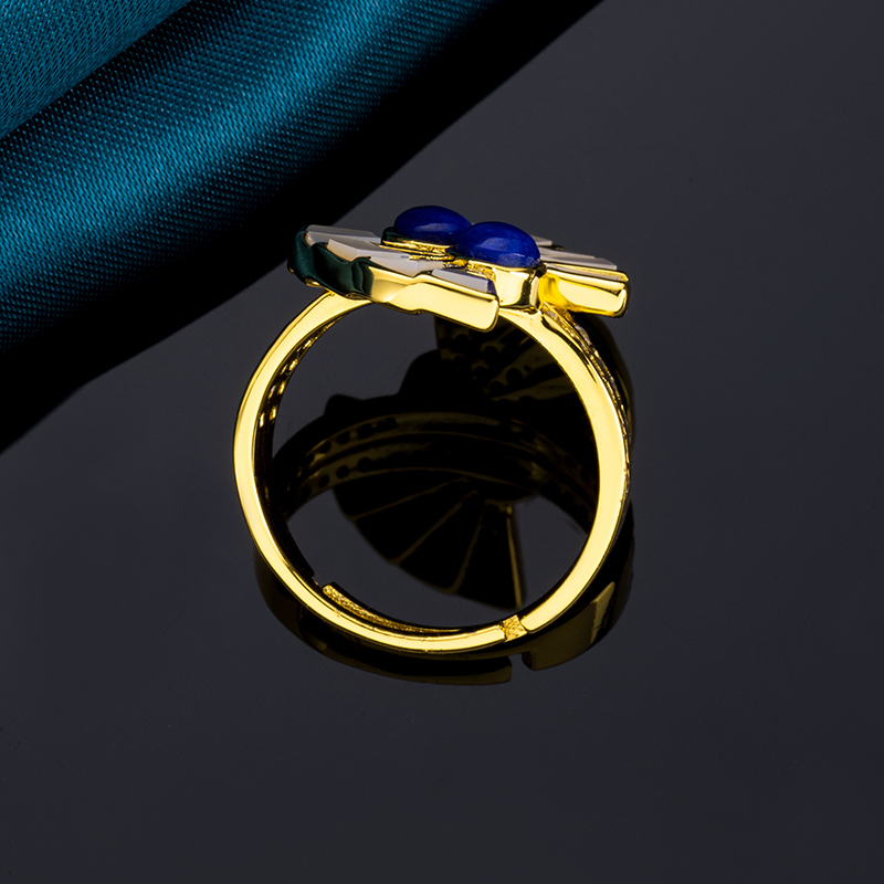 Bohemian Scalloped Ring Lapis & Pearl