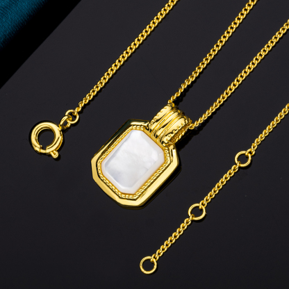 Minimalist Square MOP Perfume Bottle Pendant