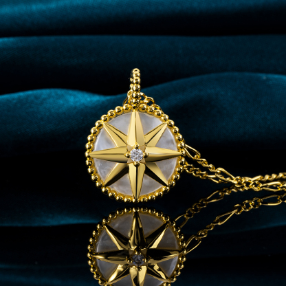 Deep Sea White MOP Octagram Pendant Necklace