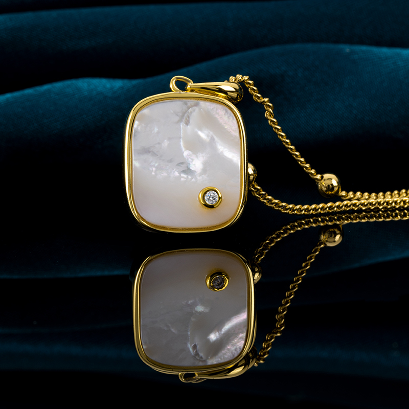 Refined White MOP Geometric Pendant 