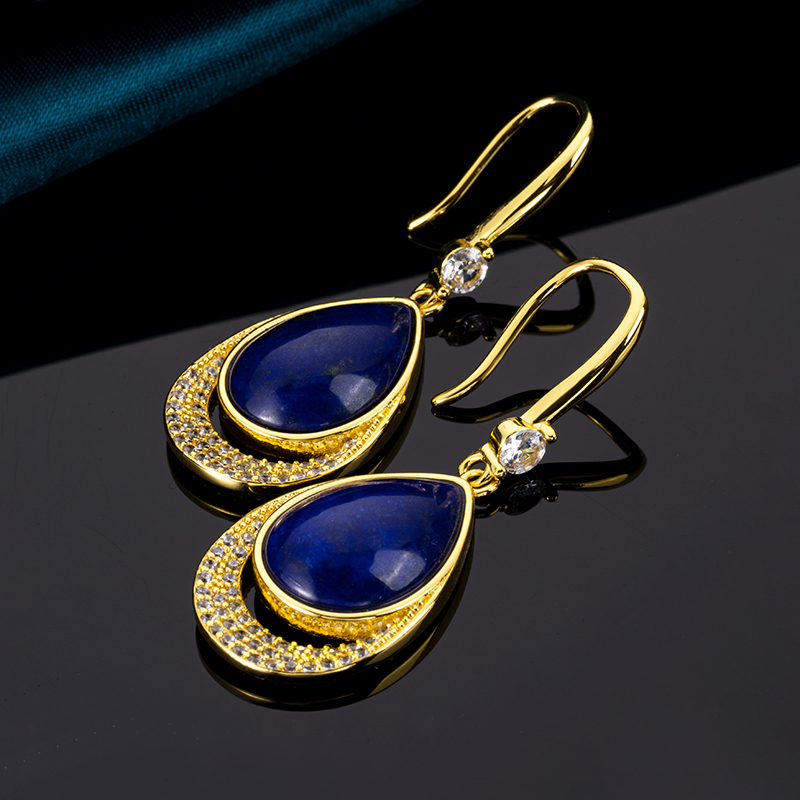 Natural Lapis Teardrop Drenched in Diamonds