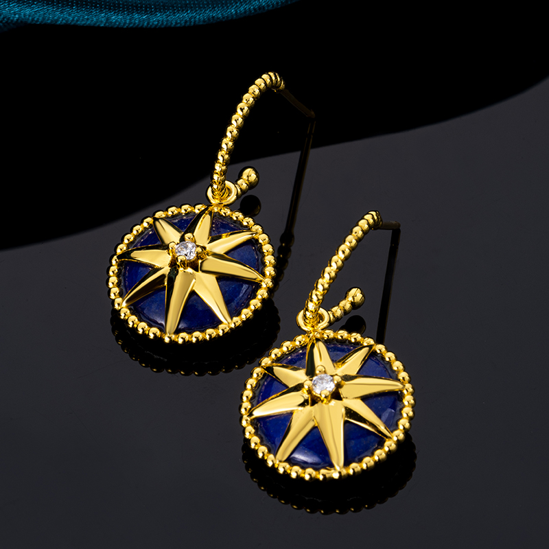 Lapis Lazuli Octagram 18K Gold Vermeil Earrings