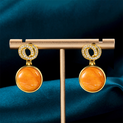 Natural Spiny Oyster Dangle Earrings for Women - Summer Luxury Jewelry