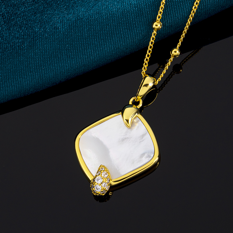 European Minimalist Square MOP Necklace