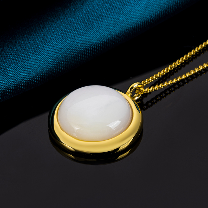 Minimalist Round White MOP Necklace Gift for Her