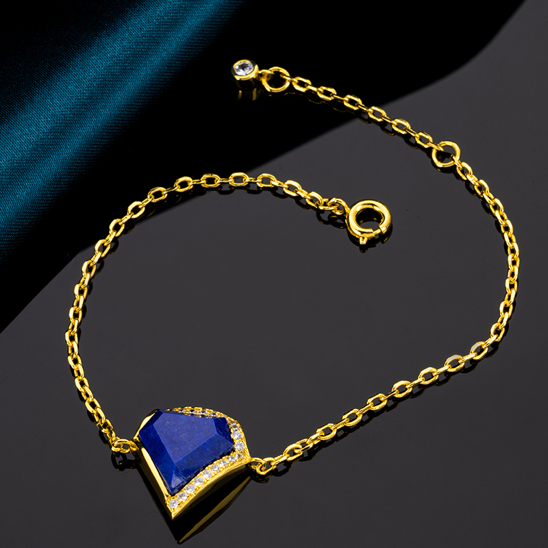 Natural Lapis Lazuli Geometric Triangle Bracelet