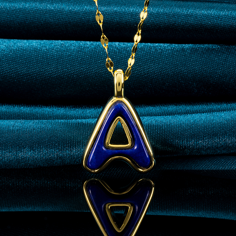 Electroformed 999 Silver Letter Lapis Lazuli Necklace