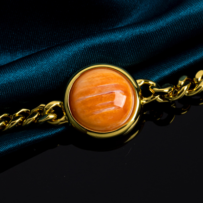 Natural Spiny Oyster Cuban Chain Bracelet | Circular Coastal Jewelry | Hand-Forged Urban Luxe