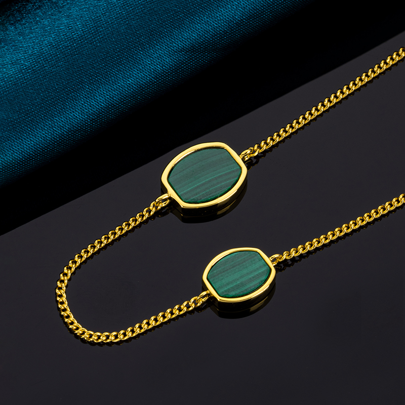 Minimalist Geometric Malachite Bracelet