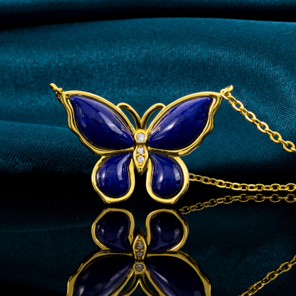 Lapis Lazuli Butterfly Pendant Necklace | Elegant Women's Jewelry