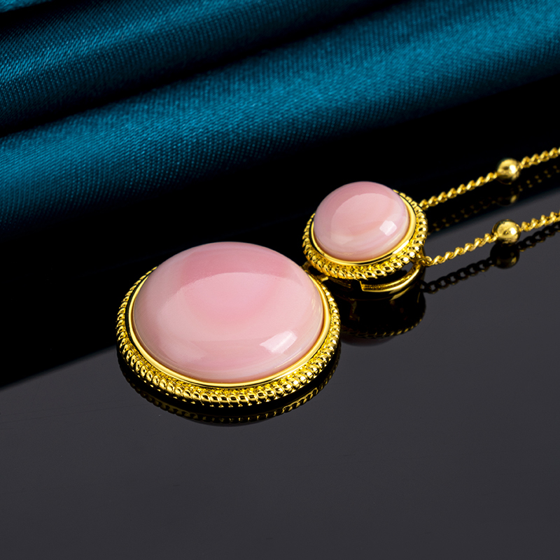 Natural Queen Conch Pink Round Necklace - Elegant Women's Collar Chain