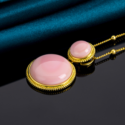 Natural Queen Conch Pink Round Necklace - Elegant Women's Collar Chain