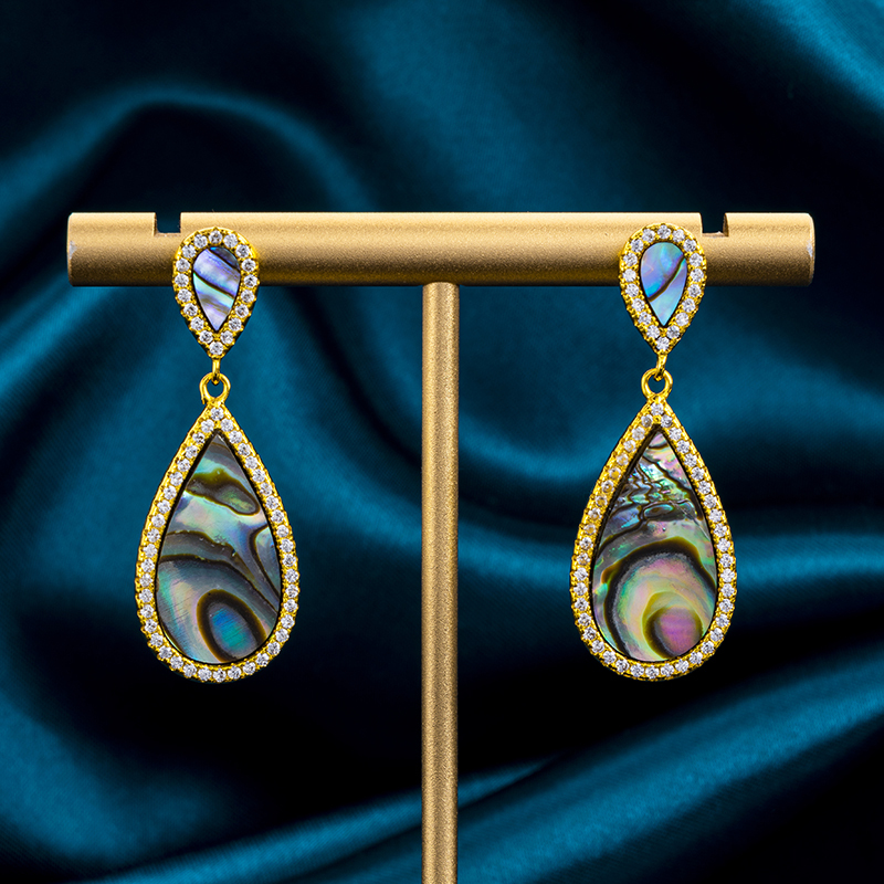 Bestselling Teardrop Abalone Stud Earrings - Iridescent