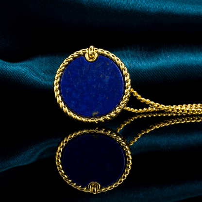 Geometric Lapis Lazuli Disc Necklace - Vintage