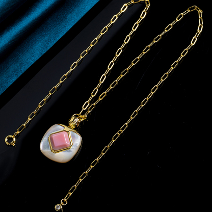 Artisan Conch & MOP Lariat - Unique Layering Necklace, Cozy Chic