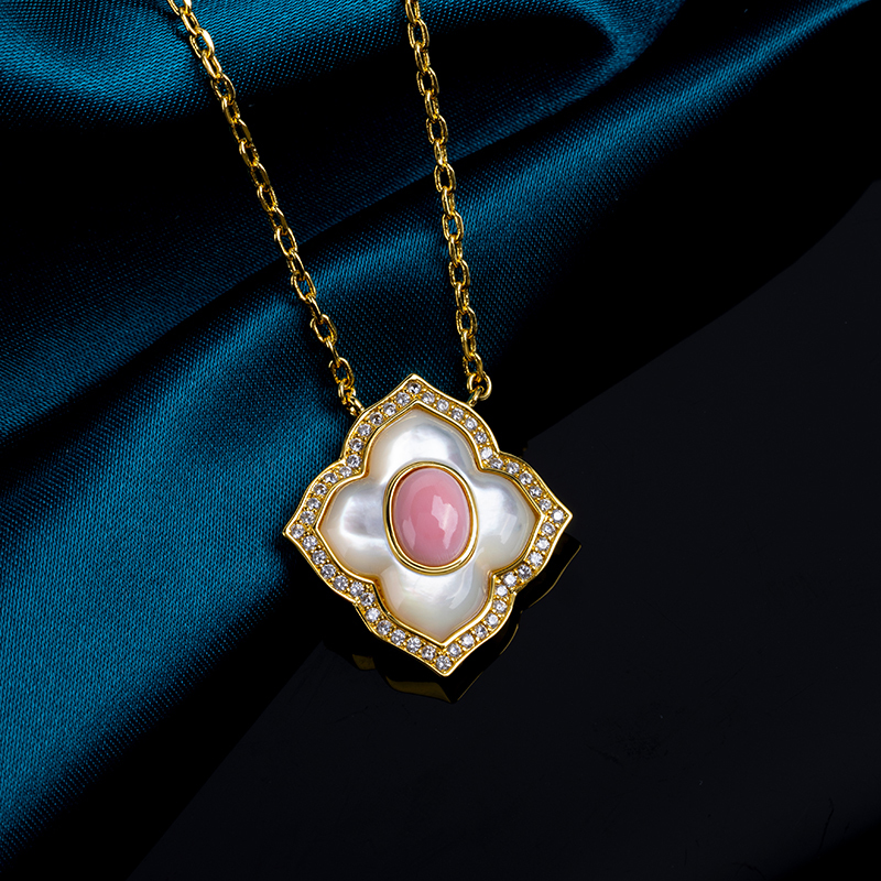 Enchanted Bloom Necklace - Conch & MOP Pendant, Divine Goddess Gift