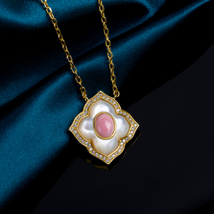 Enchanted Bloom Necklace - Conch & MOP Pendant, Divine Goddess Gift