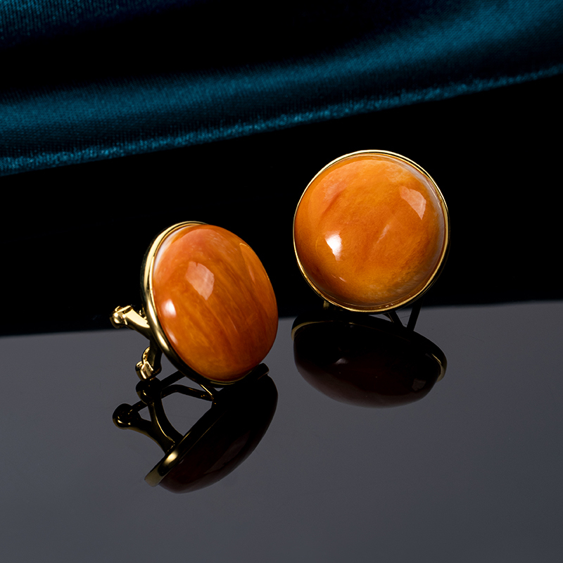 Natural Spiny Oyster Shell Orb Earrings - Comfort-Fit Clip-On & Stud Set, Handcrafted Non-Pierced Jewelry for Sensitive Ears with Organic Coastal Aesthetic