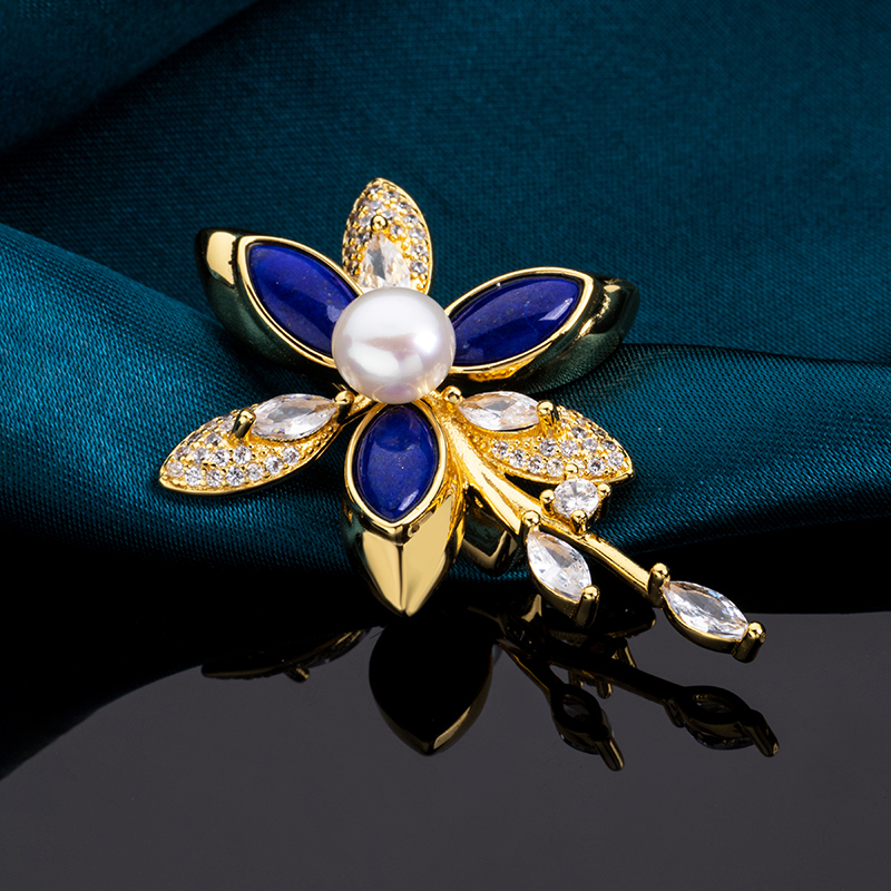 Luxury Lapis Floral Brooch | EU Bestseller