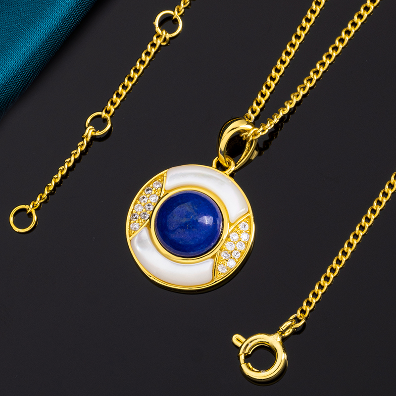 Lapis Lazuli & Mother of Pearl Pendant Necklace