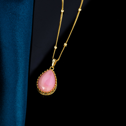 Pink Conch Teardrop Necklace - Delicate & Girly, Nature's Treasure