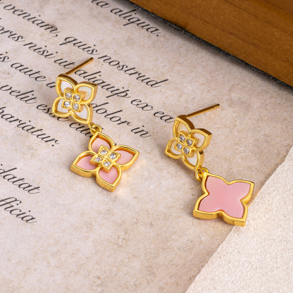 Royal Four-Leaf Earrings: Vintage Gold, Luxe Feminine Drops