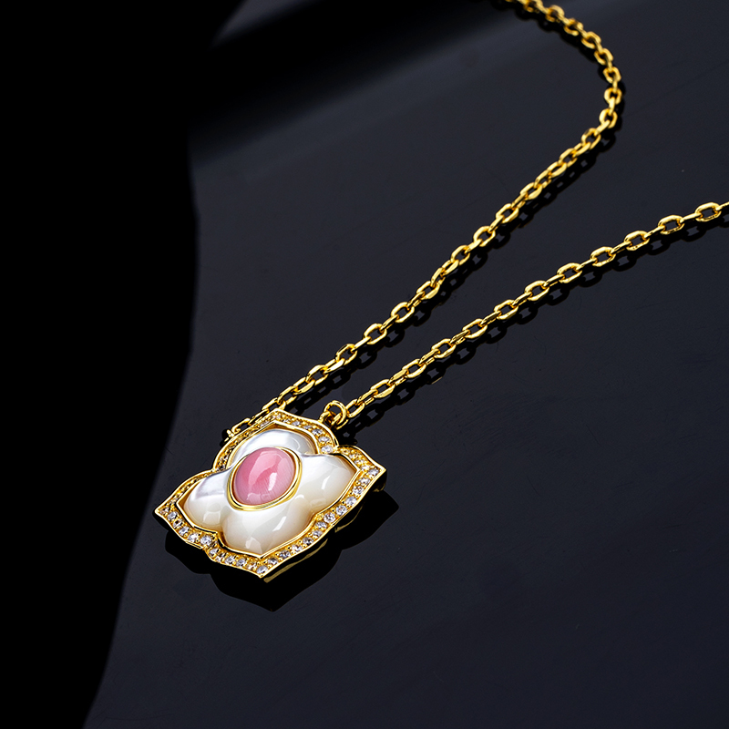 Enchanted Bloom Necklace - Conch & MOP Pendant, Divine Goddess Gift