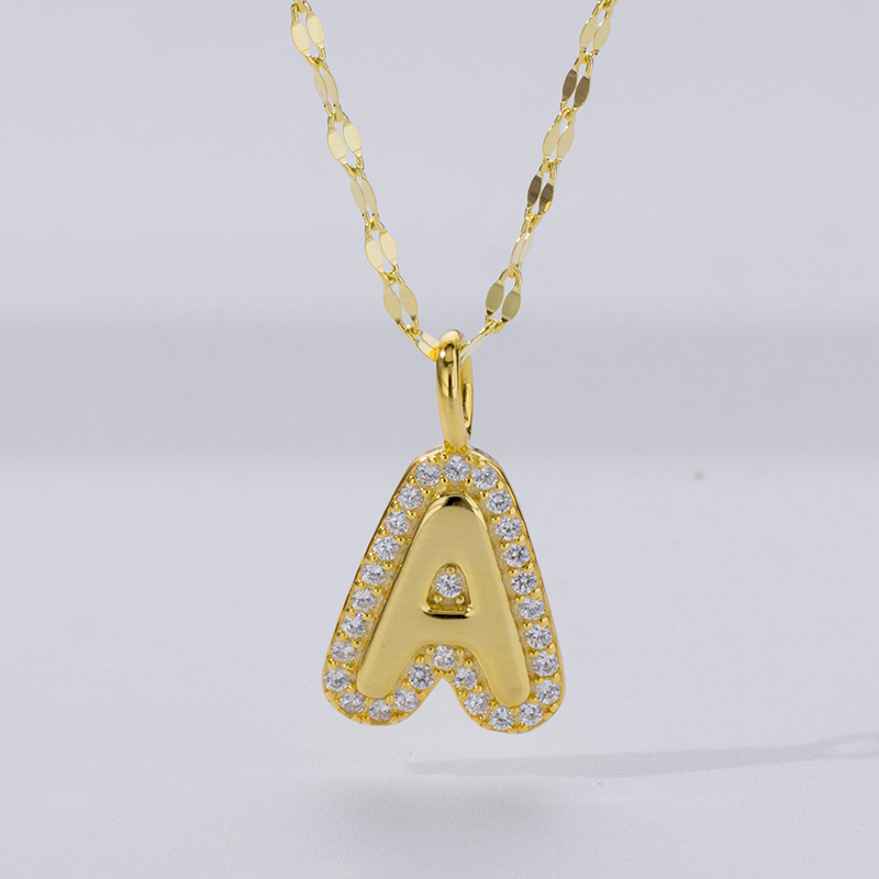 Dainty Zircon Letter Necklace in 925 Silver
