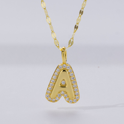 Dainty Zircon Letter Necklace in 925 Silver