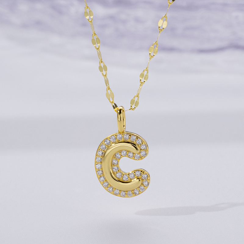 Dainty Zircon Letter Necklace in 925 Silver