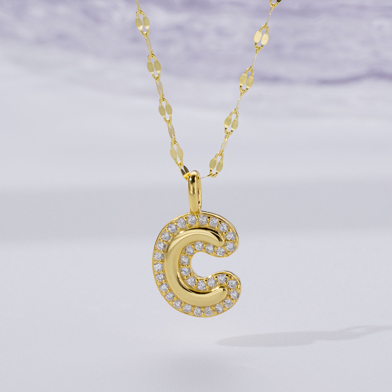 Dainty Zircon Letter Necklace in 925 Silver