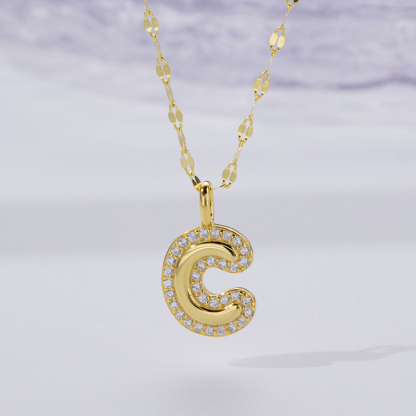 Dainty Zircon Letter Necklace in 925 Silver