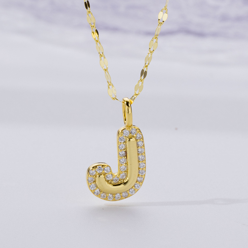 Dainty Zircon Letter Necklace in 925 Silver