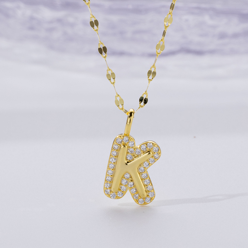 Dainty Zircon Letter Necklace in 925 Silver